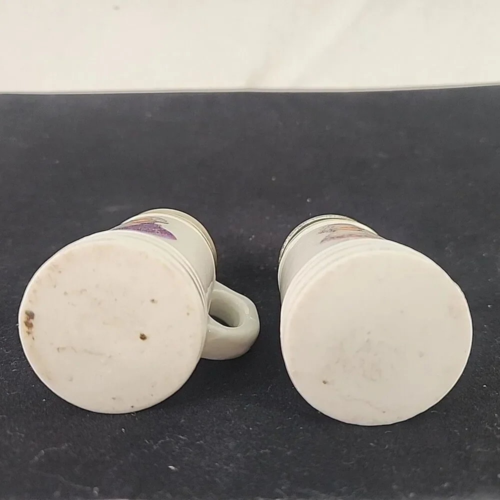 Salt & Pepper Shakers Metal Lid George & Martha Washington Colonial Stein Design